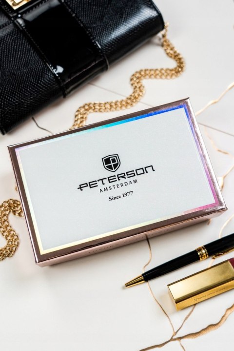 Dwusekcyjny, elegancki portfel damski ze skóry ekologicznej - Peterson