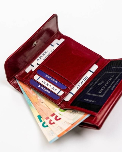 Średni, wygodny portfel damski z systemem RFID - Rovicky
