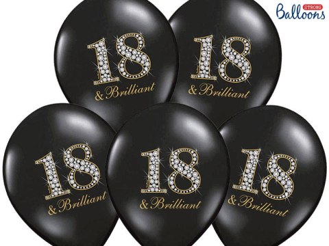 Balony Strong, urodzinowe 18 & Brilliant, Czarne 30cm, 50 szt. Balony Strong, urodzinowe 18 & Brilliant, Czarne 30cm, 50 szt.