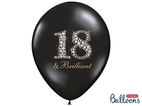 Balony Strong, urodzinowe 18 & Brilliant, Czarne 30cm, 50 szt. Balony Strong, urodzinowe 18 & Brilliant, Czarne 30cm, 50 szt.