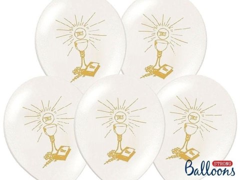 Balony lateksowe IHS I Komunia Święta, Białe Pastelowe, 27cm, 50szt Balony lateksowe IHS I Komunia Święta, Białe Pastelowe, 27cm, 50szt