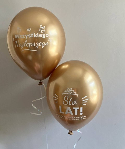 Balony urodzinowe złote Chrome Sto Lat, 30cm, 50 szt. Balony urodzinowe złote Chrome Sto Lat, 30cm, 50 szt.