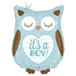 Balon Grabo Sowa niebieska it's a boy 66 cm