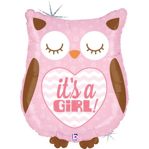 Balon Grabo Sowa różowa it's a girl 66 cm Balon Grabo Sowa różowa it's a girl 66 cm