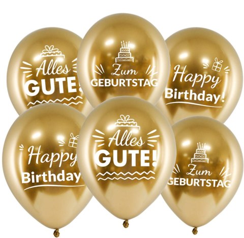 Balony urodzinowe złote Chrom Zum Geburtstag, 30cm, 50 szt. Balony urodzinowe złote Chrom Zum Geburtstag, 30cm, 50 szt.