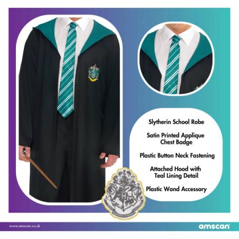 Strój, Kostium przebranie Slytherin Harry Potter, rozmiar uniwersalny Strój, Kostium przebranie Slytherin Harry Potter, rozmiar uniwersalny