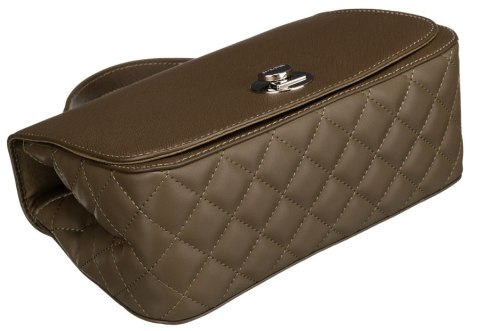 Stylowa torebka listonoszka w kolorze khaki z zapięciem obrotowym - David Jones Stylowa torebka listonoszka w kolorze khaki z zapięciem obrotowym - David Jones