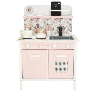 Kuchnia dla dzieci drewniana MDF Lulilo FLoro akcesoria różowa 82cm