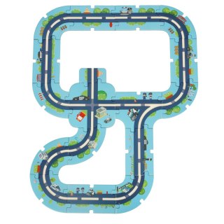 Tor samochodowy puzzle policja auto pojazd samochód znaki drogowe ulica miasto 47 elementów