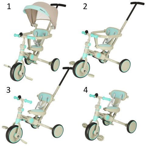 Rowerek trójkołowy TRIKE FIX V4 rower spacerówka rowerek biegowy 6w1 szary niebieski