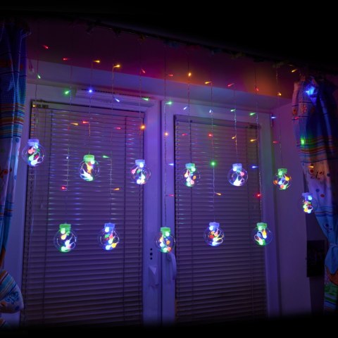 Lampki LED kurtyna kule świąteczne choinkowe 3m 108LED multikolor Lampki LED kurtyna kule świąteczne choinkowe 3m 108LED multikolor