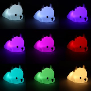 Lampka nocna dla dzieci silikonowa dotykowa miękka RGB LED USB jelonek