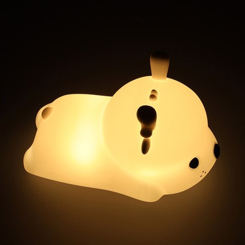 Lampka nocna dla dzieci silikonowa dotykowa miękka RGB LED USB jelonek