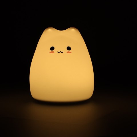 Lampka nocna dla dzieci silikonowa dotykowa miękka RGB LED biała kotek