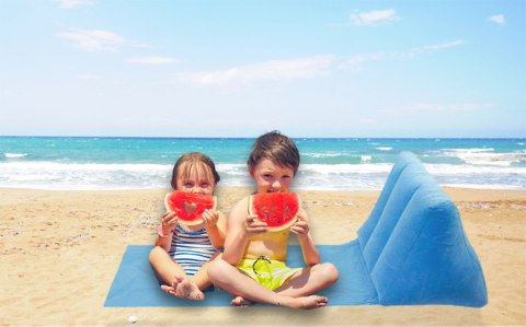 Mata plażowa z dmuchanym oparciem leżak na plażę do domu ogrodu z poduszką uniwersalny błękitny