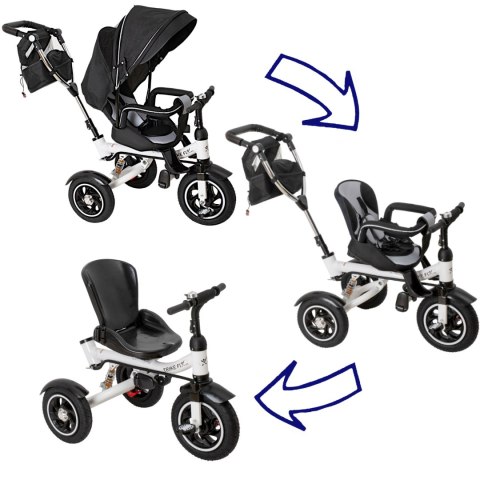 Rowerek trójkołowy Trike Fix V3 rower spacerówka 3w1 obracany 360 wolne koło czarny