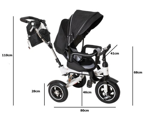 Rowerek trójkołowy Trike Fix V3 rower spacerówka 3w1 obracany 360 wolne koło czarny