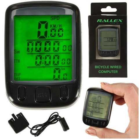 Licznik rowerowy RALLEX wodoodporny przewodowy prędkościomierz podświetlany 25w1 LCD