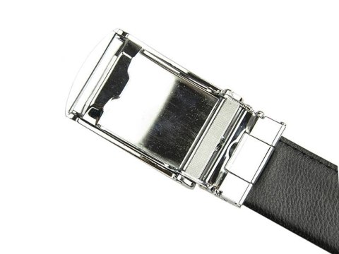 Skórzany pasek męski z logowaną, automatyczną klamrą - Pierre Cardin Skórzany pasek męski z logowaną, automatyczną klamrą - Pierre Cardin