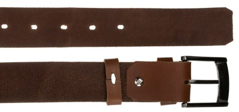 Solidny, skórzany pasek męski ze srebrną klamrą - Buffalo Wild Solidny, skórzany pasek męski ze srebrną klamrą - Buffalo Wild
