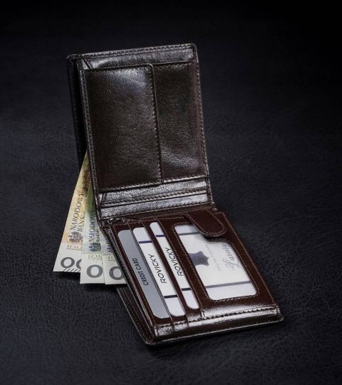 Skórzany portfel męski z systemem RFID - Rovicky