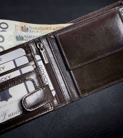 Skórzany portfel męski z systemem RFID - Rovicky