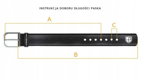 Skórzany pasek męski z tradycyjną metalową klamrą w kolorze czarnym - Peterson