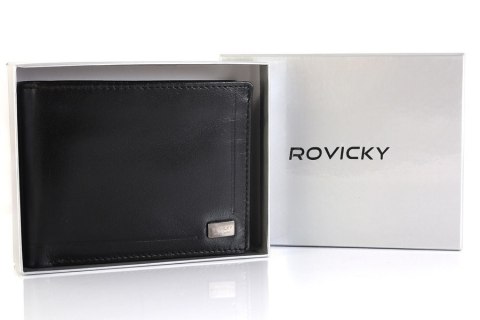 Skórzany portfel męski z ochroną kart RFID Protect - Rovicky Skórzany portfel męski z ochroną kart RFID Protect - Rovicky