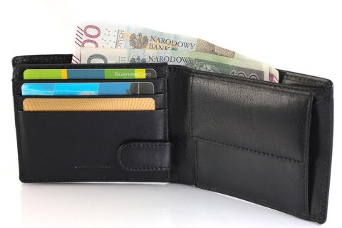 Skórzany portfel męski z ochroną kart RFID Protect - Rovicky Skórzany portfel męski z ochroną kart RFID Protect - Rovicky