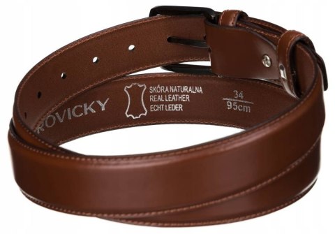 Szeroki, skórzany pasek męski z tradycyjną klamrą - Rovicky Szeroki, skórzany pasek męski z tradycyjną klamrą - Rovicky