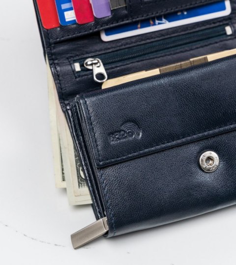 Skórzany portfel damski z miejscem na zdjęcia i systemem RFID - 4U Cavaldi